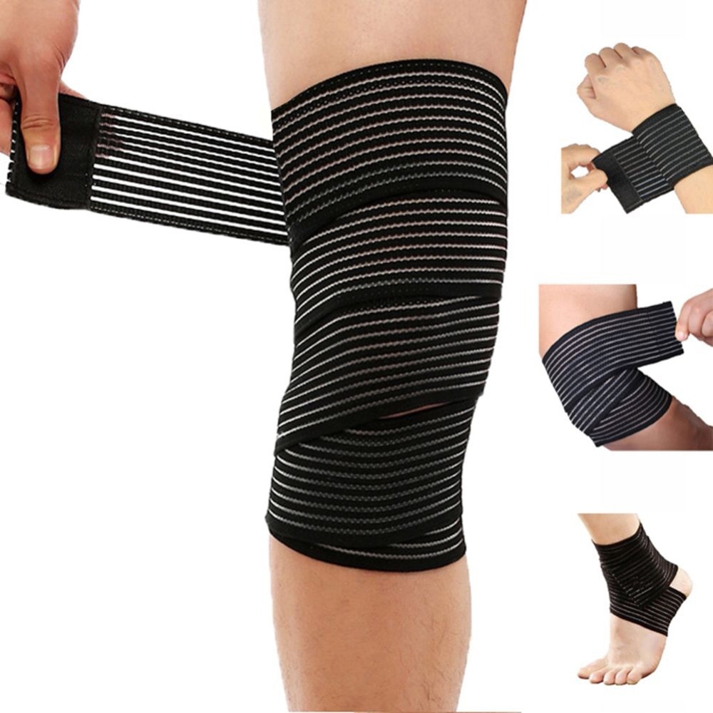 Respirável elástico bandagem joelheiras esportes cinta apoio protetor halterofilismo tiras de pulso tornozelo cotovelo perna da perna da perna da vitela cintura