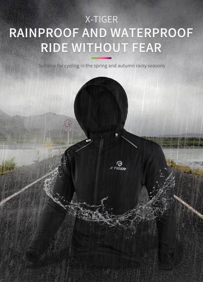 X-TIGER ciclismo jaqueta à prova água reflexiva e de vento