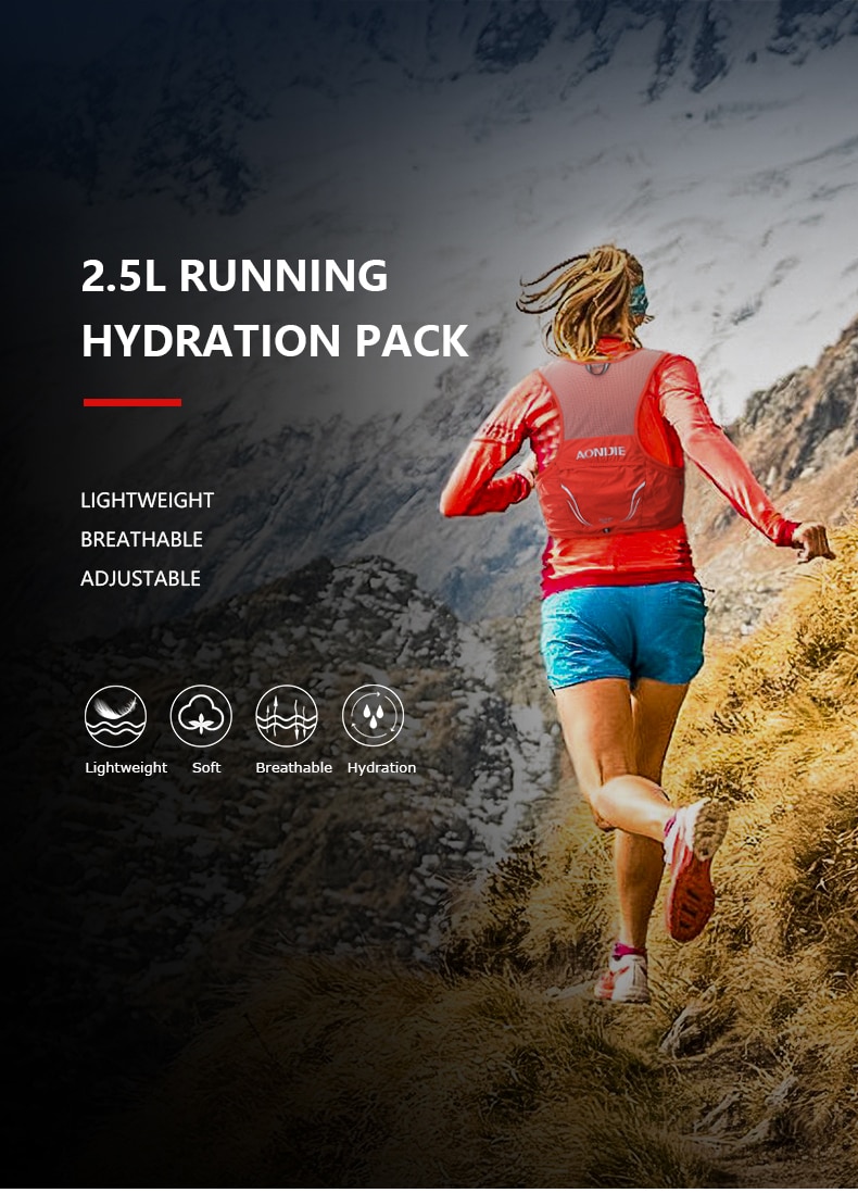 Correndo pacote de hidratação mochila saco colete água bexiga caminhadas acampamento maratona corrida escalada 2.5l aonijie c932