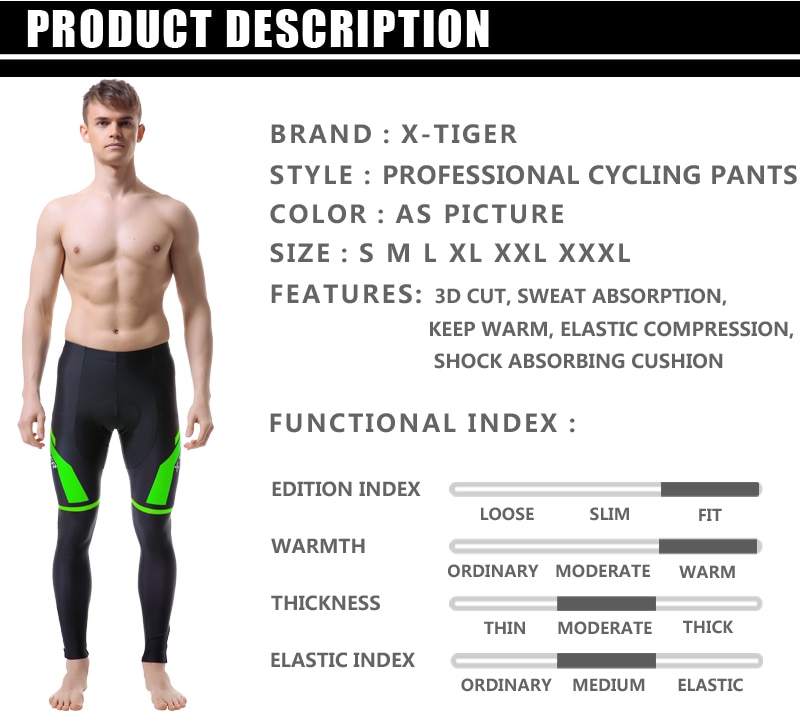 X-TIGER pro inverno calças de ciclismo térmica com 5d gel acolchoado calças de bicicleta de montanha corrida collants ciclismo calças para o homem