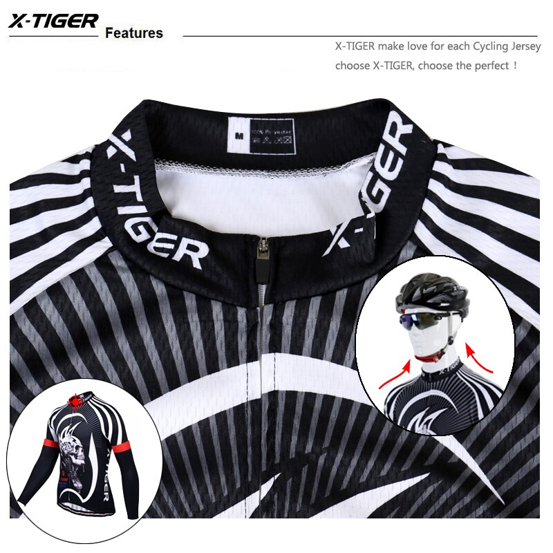 X-tiger 100% poliéster camisa de ciclismo masculina manga longa ropa ciclismo roupas de bicicleta secagem rápida roupas de equitação