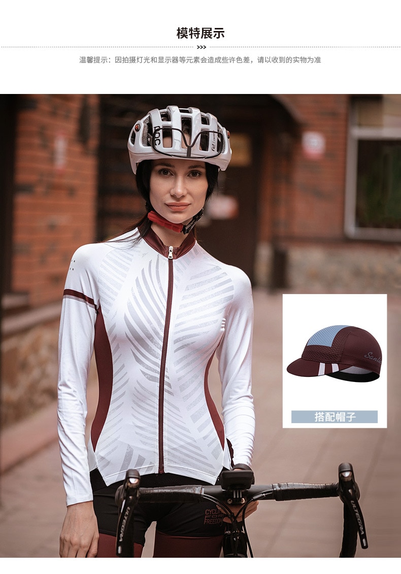 Santic camisa de ciclismo das mulheres manga longa primavera verão bicicleta topos mtb bicicleta camisas reflexivo esporte montanhista roupas jacke