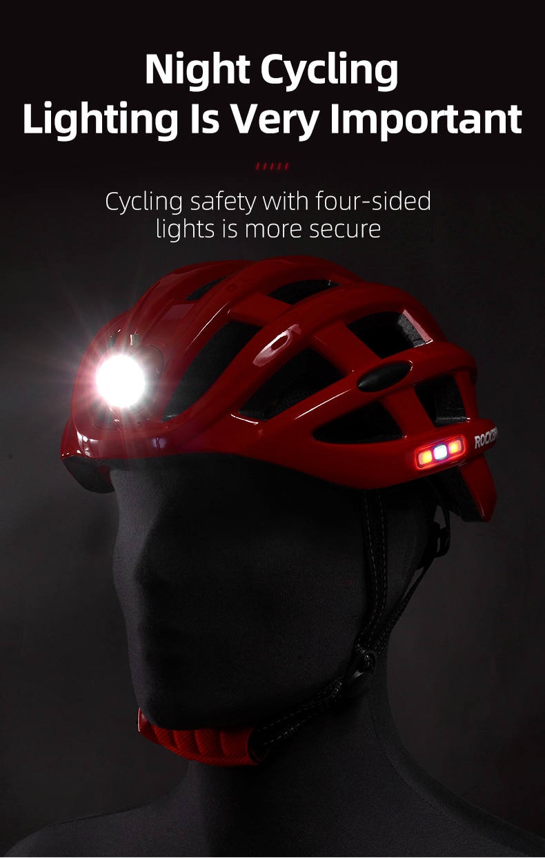 Rockbros bicicleta farol noite ciclismo capacete com brilhante farol luz de advertência mtb capacete da bicicleta recarregável esporte safetycap
