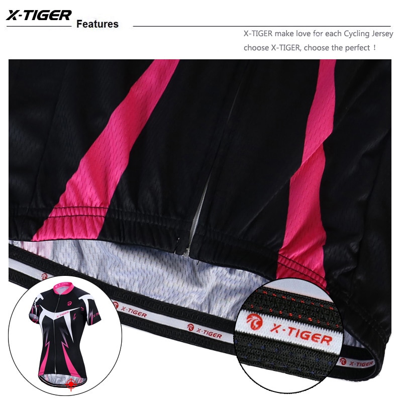 X-tiger camisas de ciclismo femininas, manga curta, camisas de ciclismo, mountain bike, respirável, secagem rápida